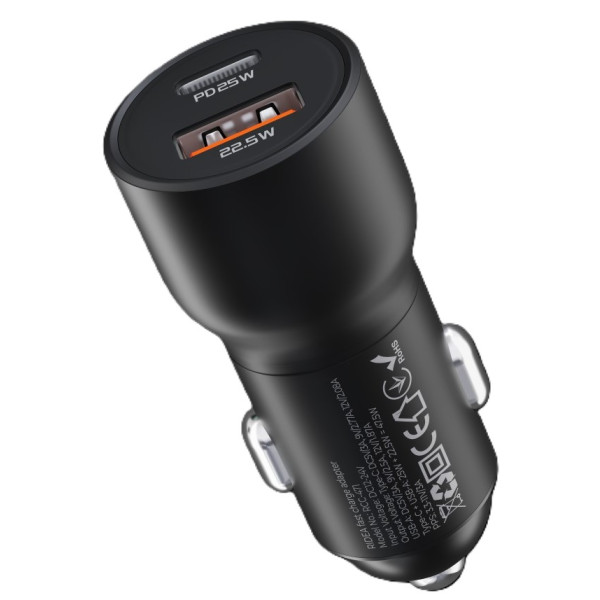 Фото - Автомобильное зарядное устройство Ridea QPow Pro 1USB/1USB-C PD/QC 47.5W+Type-C to Type-C Black (RCC-47114)