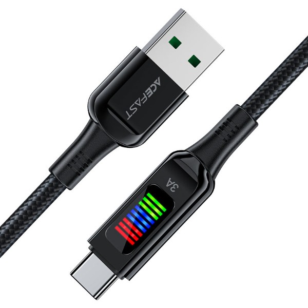 Фото - Кабель AceFast C7-04 USB to Type-C 3A, 1.2m Black (6974316282785)