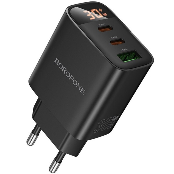 Фото - Сетевое зарядное устройство BOROFONE BA98A Ilustre PD30W (2C1A) (EU) Black (6941991120510)