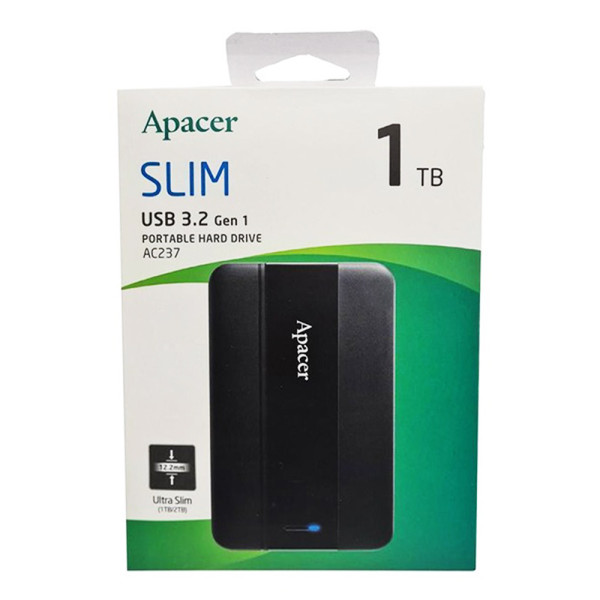 Фото - Жорсткий диск зовнішній Apacer PHD External 2.5'' USB 3.2 Gen. 1 AC237 1Tb Black (AP1TBAC237B-1)