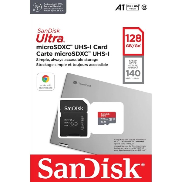 Фото - Карта пам'яті SanDisk microSDXC UHS-1 Ultra 128Gb class 10 A1 140Mb/s (SDSQUAB-128G-GN6IA)