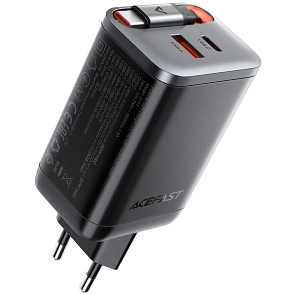 Фото - Мережевий зарядний пристрій AceFast A111 PD67W GaN charger(2*USB-C+USB-A) Black (6974316284062)