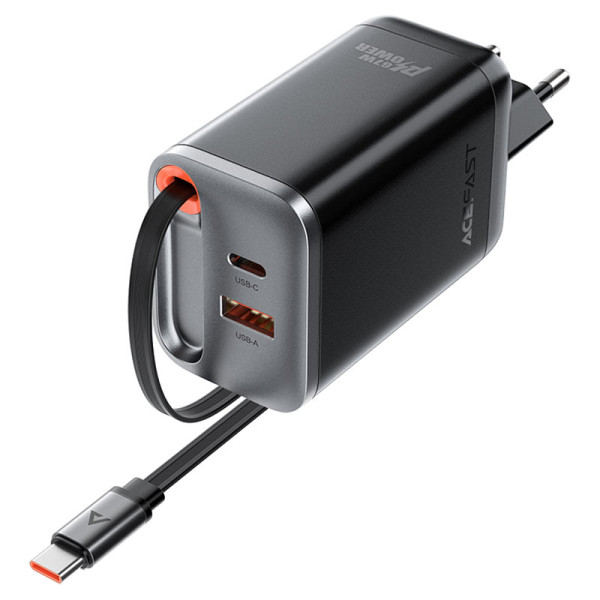Фото - Мережевий зарядний пристрій AceFast A111 PD67W GaN charger(2*USB-C+USB-A) Black (6974316284062)