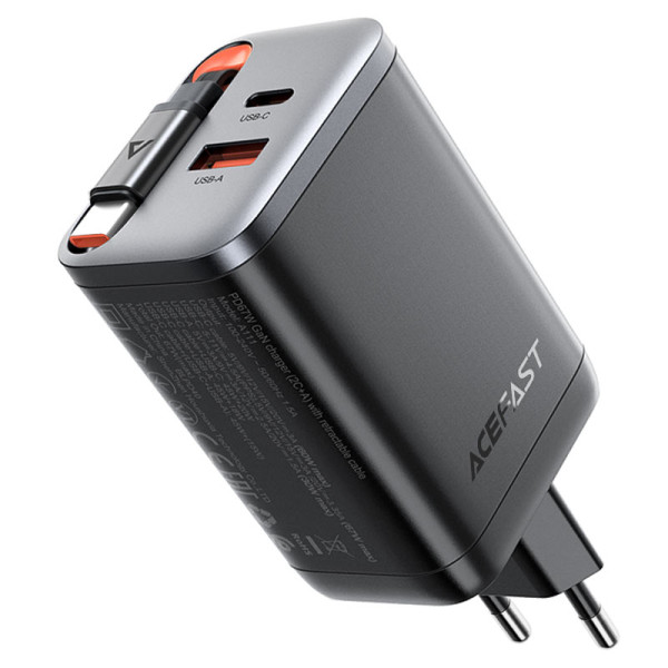 Фото - Мережевий зарядний пристрій AceFast A111 PD67W GaN charger(2*USB-C+USB-A) Black (6974316284062)