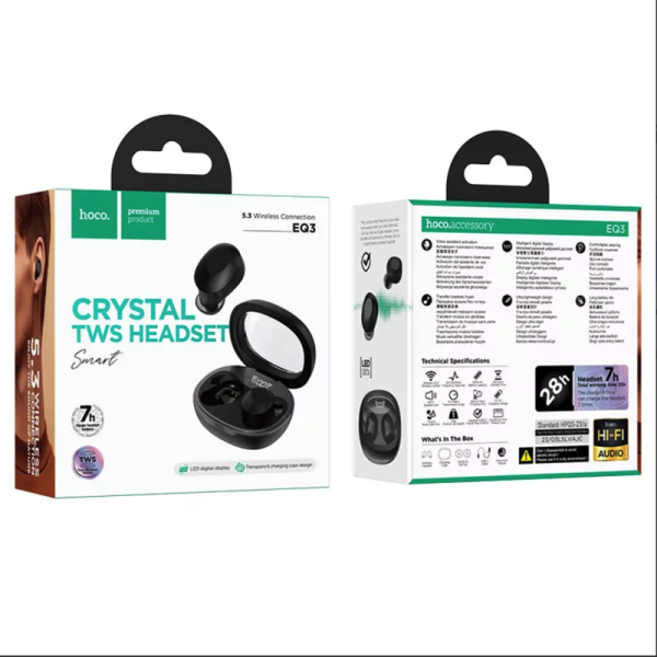 Фото - Наушники вкладыши беспроводные TWS HOCO EQ3 Smart true wireless BT headset Black (6931474798558)