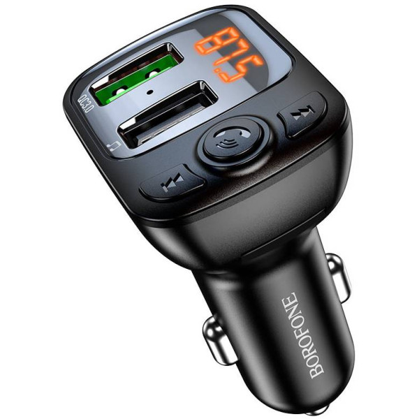 Фото - FM модулятор BOROFONE BC41 Eminency QC3.0 Car BT FM transmitter 18W Black (6974443382884)