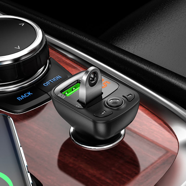 Фото - FM модулятор BOROFONE BC41 Eminency QC3.0 Car BT FM transmitter 18W Black (6974443382884)