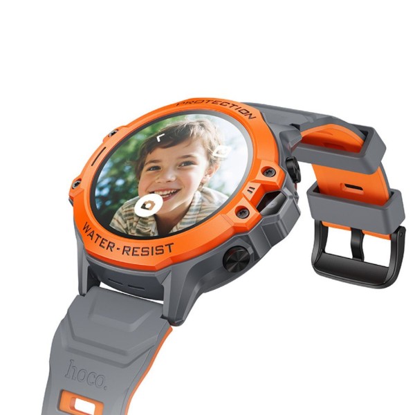 Фото - Детские часы HOCO Y107 4G 32mm 700 mAh IP54 orange (6942007666060)