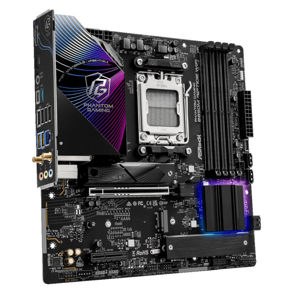 Фото - Материнська плата ASRock sAM5 AMD B850 4xDDR5 HDMI/DP 3xM .2 2.5GbE LAN mATX (B850M RIPTIDE WIFI)