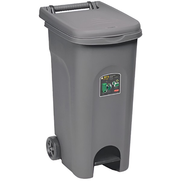 Фото - Бак для сміття з педаллю Stefanplast Eco System 80 л Grey (25603)