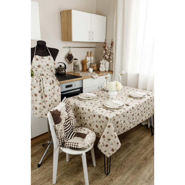 Фото - Скатерть прямоугольная Прованс Цветы коричневые 120х136 см (031550)