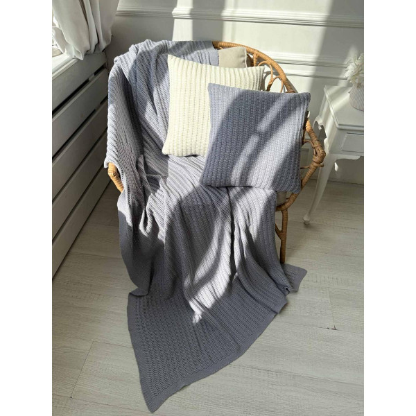 Фото - Плед односпальний Прованс Cotton сірий 120х200 см (039529)