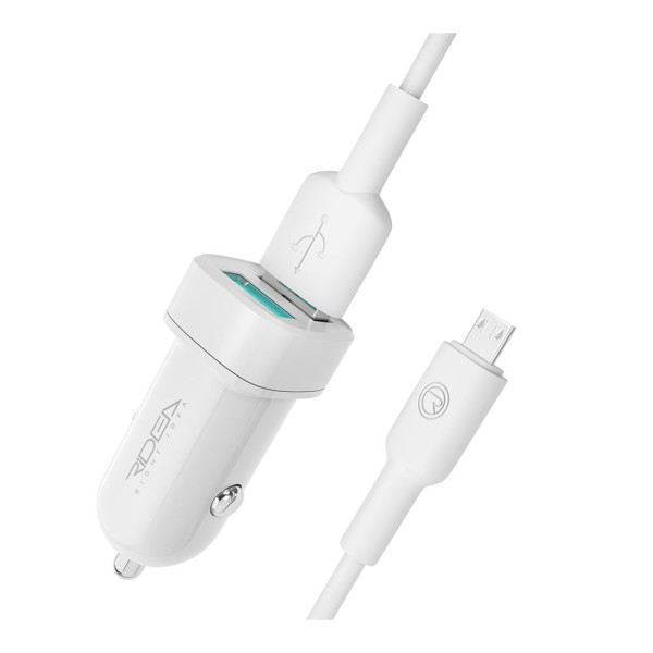 Фото - Автомобильное зарядное устройство Ridea Grand Micro 2USB 2.4 A White (RCC-21112)