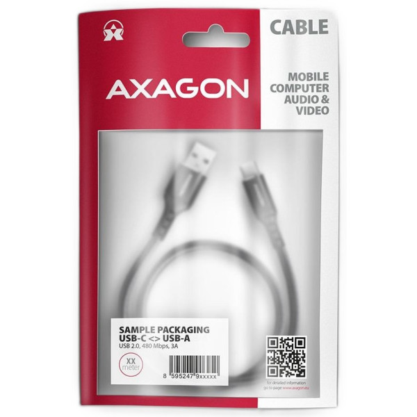 Фото - Кабель синхронізації даних AXAGON USB-C TO USB2.0 1m (BUCM-AM10AB)