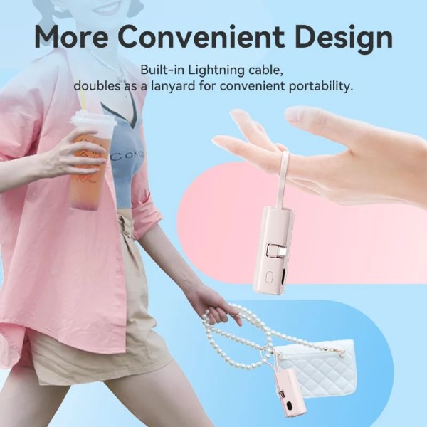 Фото - Батарея мобільна Vention 4800mAh 22,5W PD, USB-C In/Out, LED display, with built-in USB-C cable Blue (FHQL0)