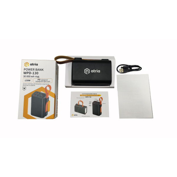 Фото - Батарея мобильная ATRIA 30000mAh 130W USB-C (WPD-130)