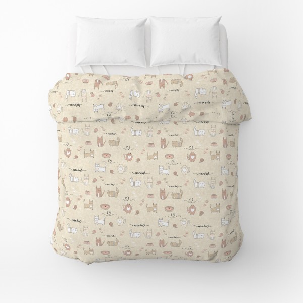 Фото - Пододеяльник полуторный Home Line Кошачья радость песчано-розовый 145х215 см (175861)