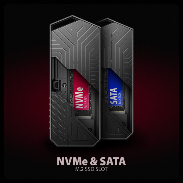 Фото - Внешний карман AXAGON USB-C 10Gbps - M.2 NVMe & SATA SSD GAME M.2 box (EEM2-GAM)
