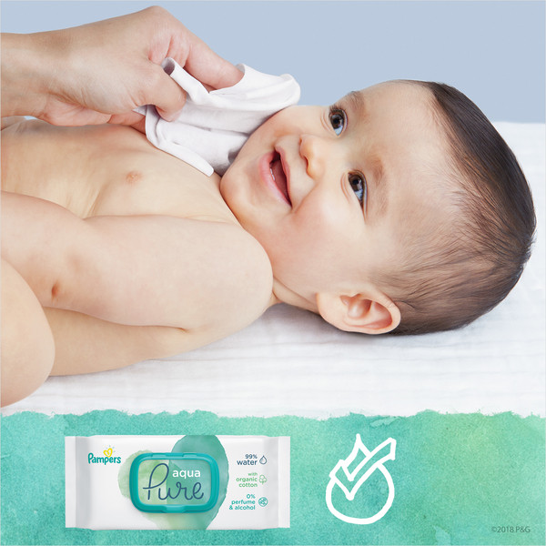 Фото - Серветки вологі для дітей Pampers Aqua Pure 96 шт. (8001090603357)