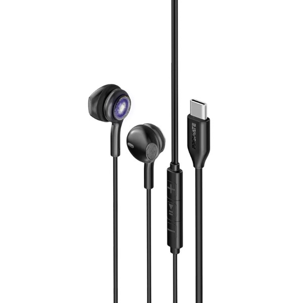 Фото - Наушники вкладыши проводные Promate lumibuds-c.black