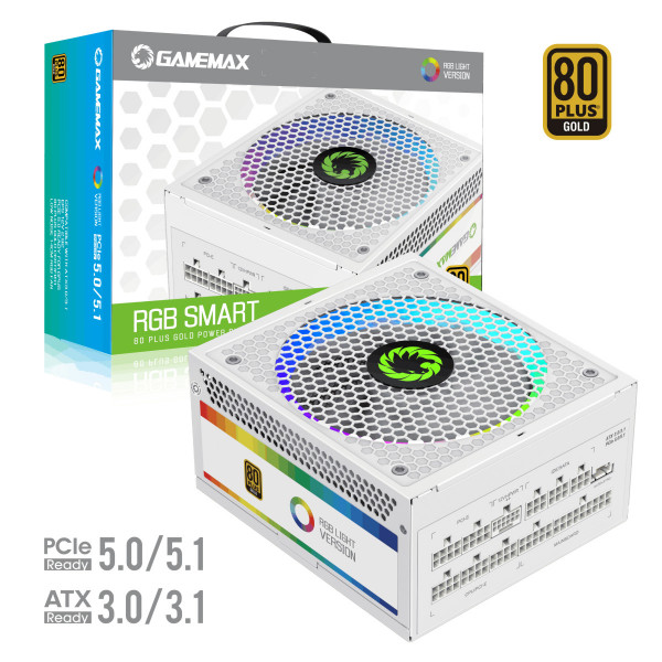 Фото - Блок питания для ПК Gamemax RGB 850 PRO WH (ATX3.1PCIe5.1)