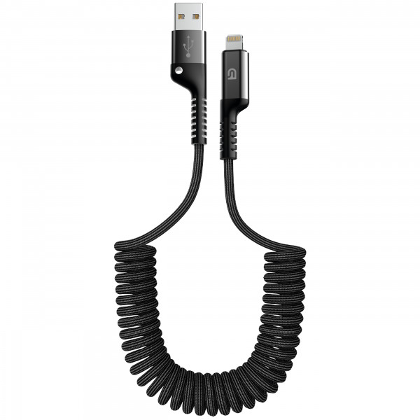 Фото - Кабель синхронізації даних Armorstandart AR17 Spiral USB-A to Lightning 2.4A 1m Black (ARM75391)