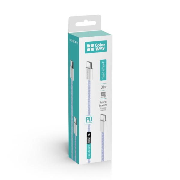 Фото - Кабель Colorway Type-C - Type-C (PD Fast Charging 60W) 3.0А 1м фиолетовый (CW-CBPDCC061-PU) Фото - Кабель Colorway Type-C - Type-C (PD Fast Charging 60W) 3.0А 1м фиолетовый (CW-CBPDCC061-PU)