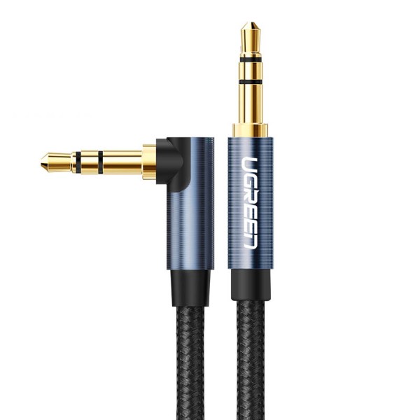 Фото - Кабель 3.5 мм - 3.5 мм UGREEN AV112 Angled Cable 3.5mm Male to 3.5mm Male 1m Blue (60179)