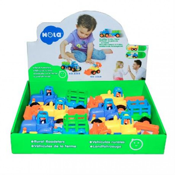 Фото - Базовий ігровий транспорт для малюка Hola Toys Бульдозер і трактор 6 шт. (326AB-6)