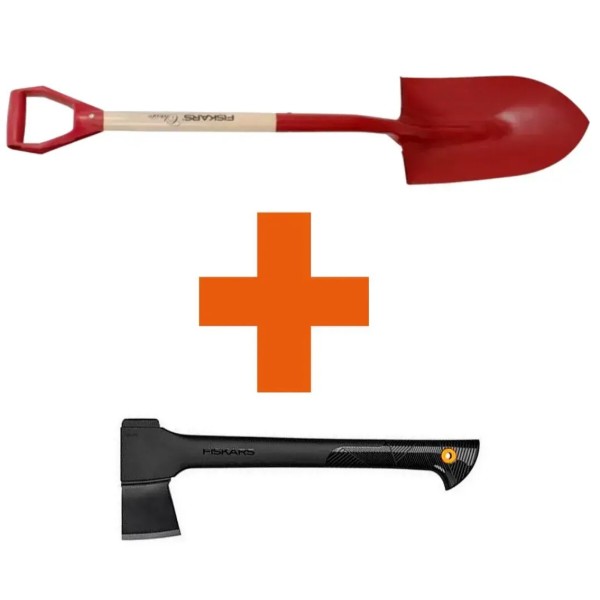 Фото - Набор садовых инструментов Fiskars Лопата садовая штыковая Classic FSC+ Топор плотничный Solid A10 (1014773105108)