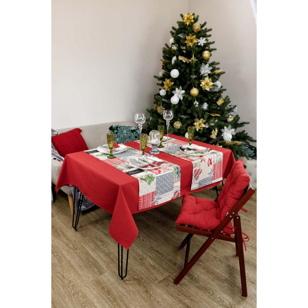 Фото - Скатертина прямокутна Прованс Merry Christmas червона 120x132 (031424)