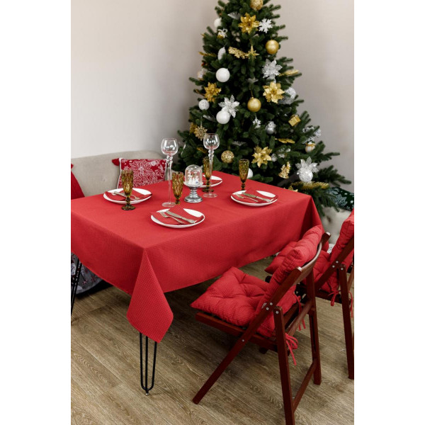 Фото - Скатертина прямокутна Прованс Merry Christmas червона 120x132 (031424)