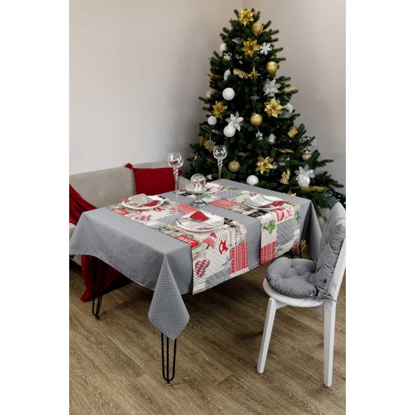 Фото - Скатертина прямокутна Прованс Merry Christmas сіра 220x132 (031474)