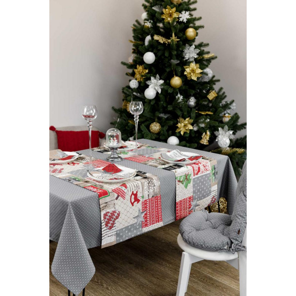 Фото - Скатертина прямокутна Прованс Merry Christmas сіра 120x132 (031426)