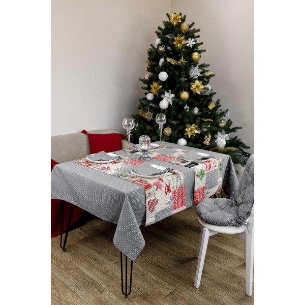Фото - Скатертина прямокутна Прованс Merry Christmas сіра 220x132 (031474)