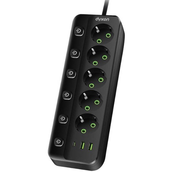 Фото - Сетевой фильтр Dyxon PRO-1098 5.0m 5р 2 USB-A 1 USB-C (PD) Black (DXN-1098-5M-5-B)
