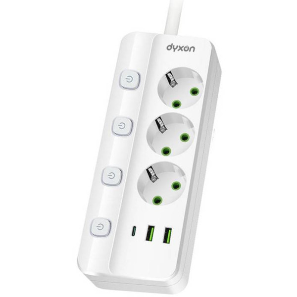 Фото - Мережевий фільтр Dyxon PRO-1096 5.0m 3р 2 USB-A 1 USB-C (PD) White (DXN-1096-5M-3-W)