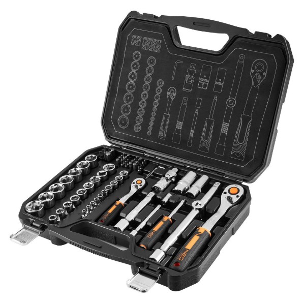 Фото - Набір торцевих голівок Neo Tools 1/2", 1/4" 73 шт. (10-054)