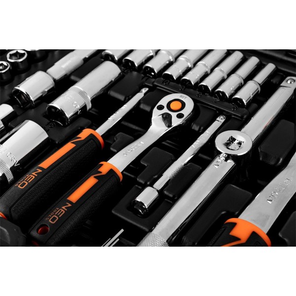 Фото - Набір торцевих голівок Neo Tools 1/2", 1/4" 110 шт. (10-066)
