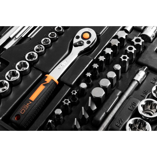 Фото - Набор торцевых головок Neo Tools 1/2", 1/4", 3/8" 233 шт. (10-078)