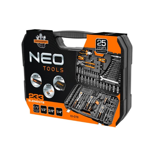 Фото - Набор торцевых головок Neo Tools 1/2", 1/4", 3/8" 233 шт. (10-078)