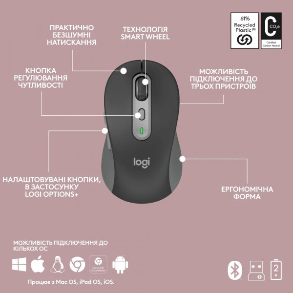 Фото - Клавіатура + миша бездротова Logitech Signature Slim Combo MK950 Graphite (920-012490)