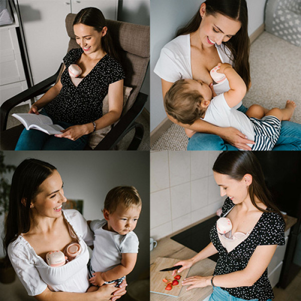 Фото - Електричний молоковідсмоктувач BabyOno Подвійний акумуляторний TWINNY вільні руки (1002)