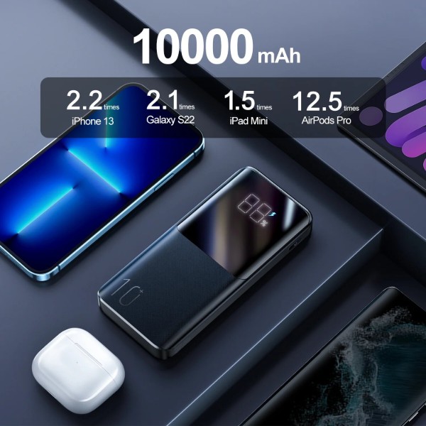 Фото - Батарея мобильная Joyroom 10000mAh 22,5W PD,QC3.0, 2xUSB-A, Micro USB, USB-C In/Out Black (JR-QP191)