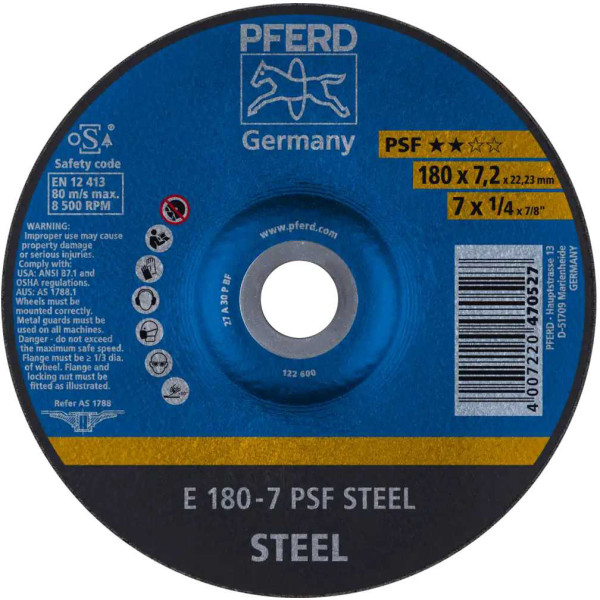 Фото - Круг отрезной по металлу Pferd 180х7,2х22 PSF STEEL (4007220470527)