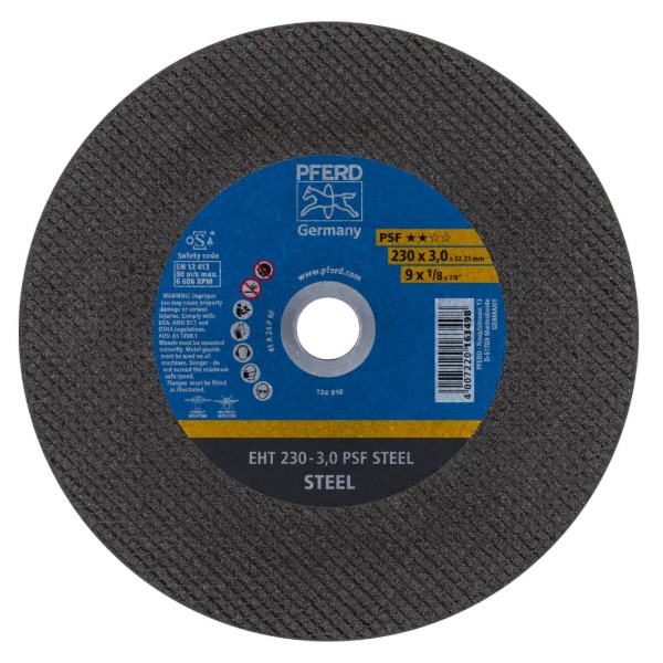 Фото - Круг відрізний по металу Pferd 230х3,0х22 PSF STEEL (4007220163498)
