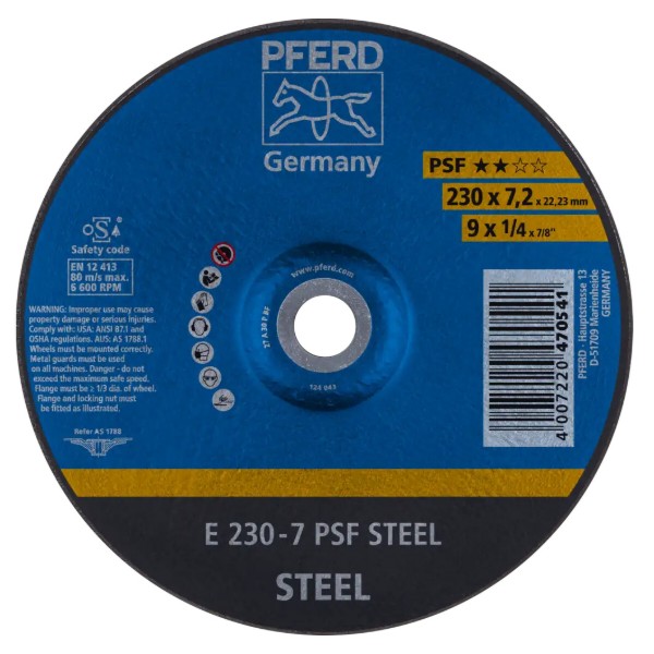 Фото - Круг відрізний по металу Pferd 230х7,2х22 PSF STEEL (4007220470541)
