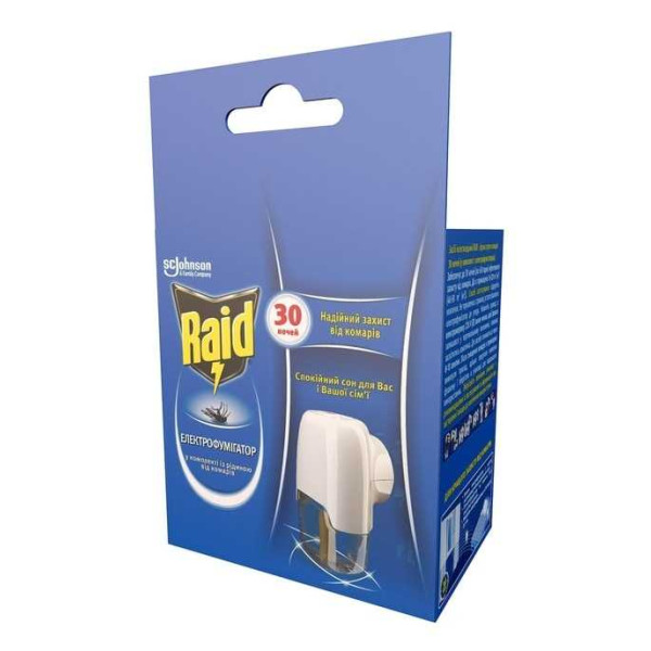 Фото - Фумігатор SC Johnson Raid з рідиною 30 ночей проти комарів (5000204327236) Фото - Фумігатор SC Johnson Raid з рідиною 30 ночей проти комарів (5000204327236)