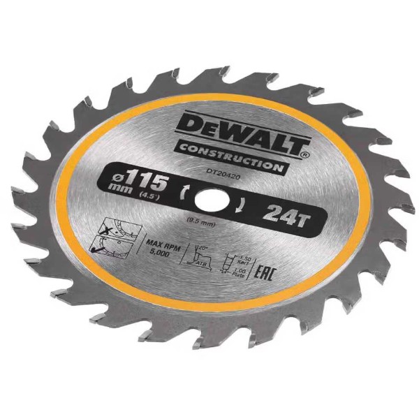 Фото - Круг відрізний по дереву DeWALT 115х9.5 мм (DT20420)