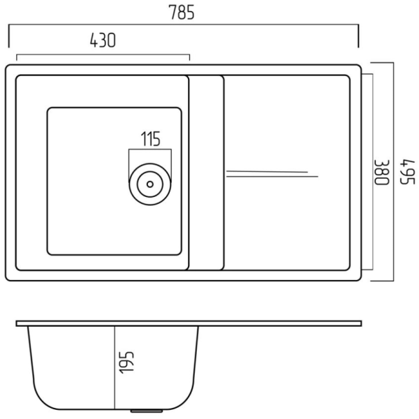 Фото - Мийка кухонна Platinum 7950 Selena матова Чорна